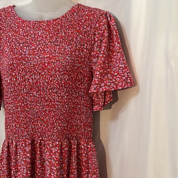 Fashion Floral Red Dress Tier Skirt Long Length Size XL - Picture 4 of 8